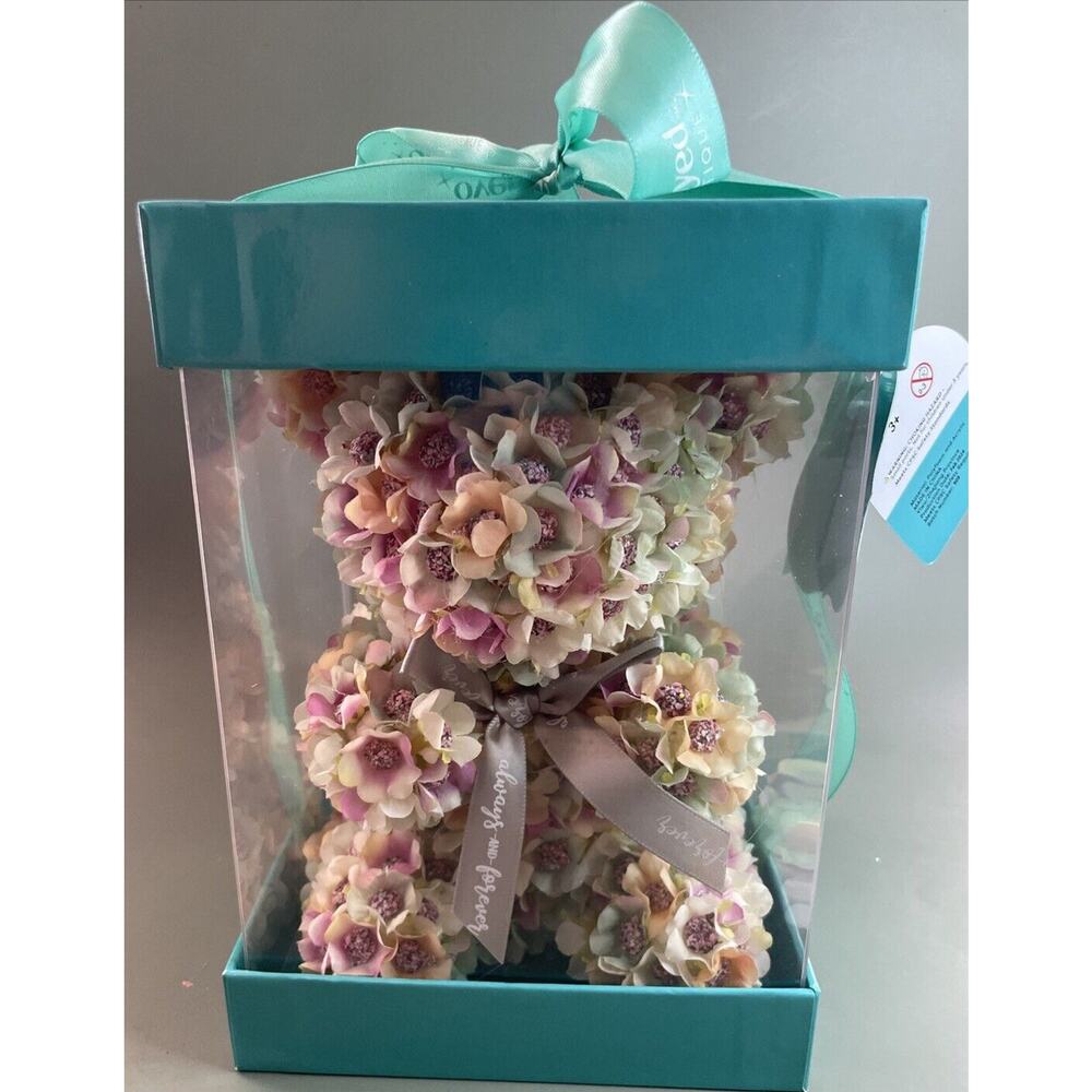 Overjoyed Boutique Artificial Silk Flower Pastel Multicolor Bear Boxed